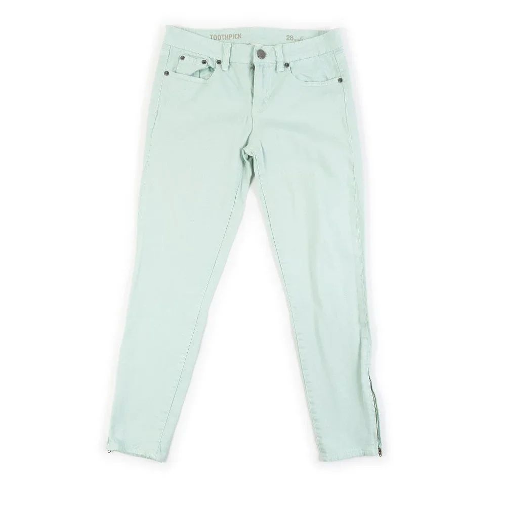 J. CREW Toothpick mint green ankle jeans size 28